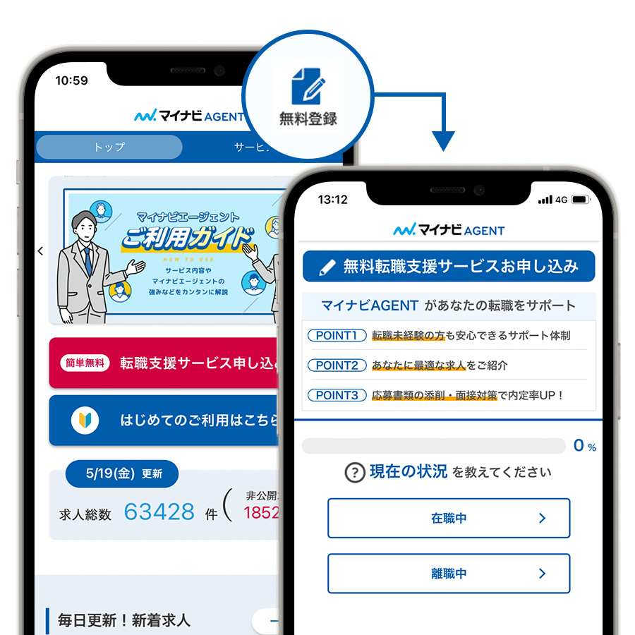 エージェントサービス利用の流れ画面