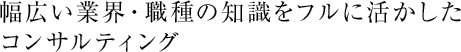 幅広い業界・職種の知識をフルに活かしたコンサルティング
