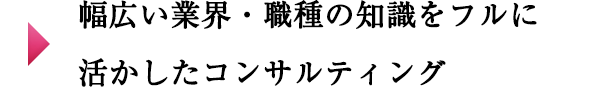 幅広い業界・職種の知識をフルに活かしたコンサルティング